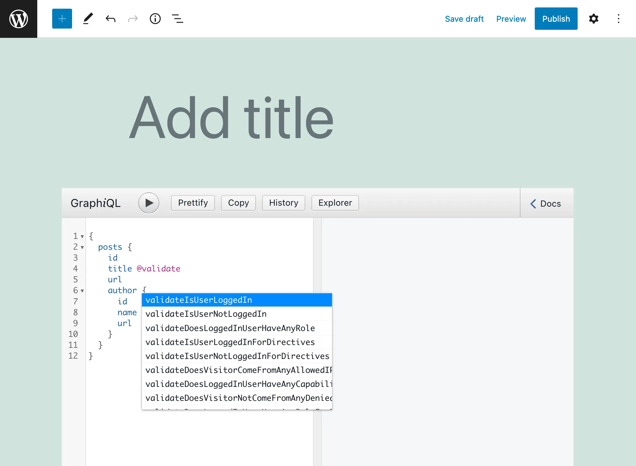 Directivas de tipo esquema disponibles en el editor de Persisted queries Directivas de tipo esquema disponibles en el editor de Persisted queries