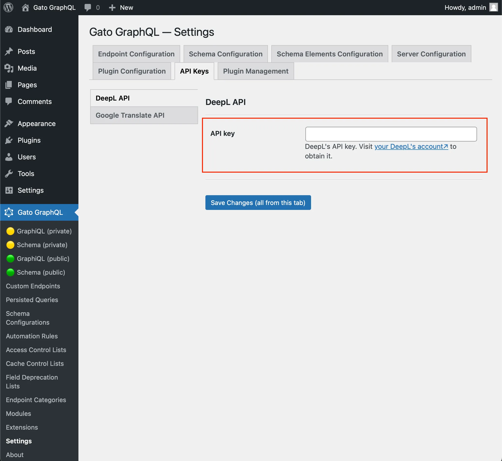 Estableciendo la API key de DeepL