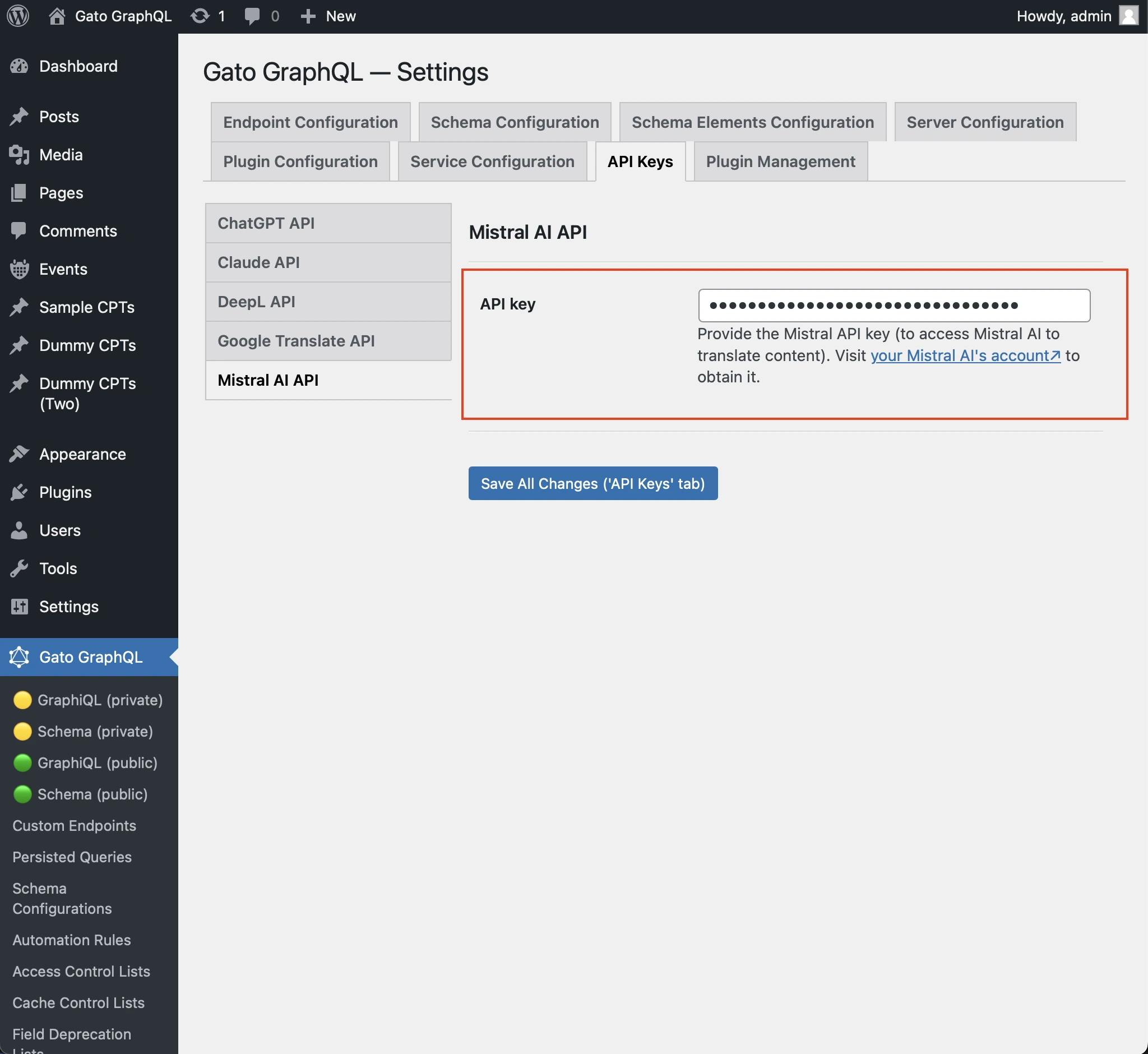 Estableciendo la API key de Mistral AI