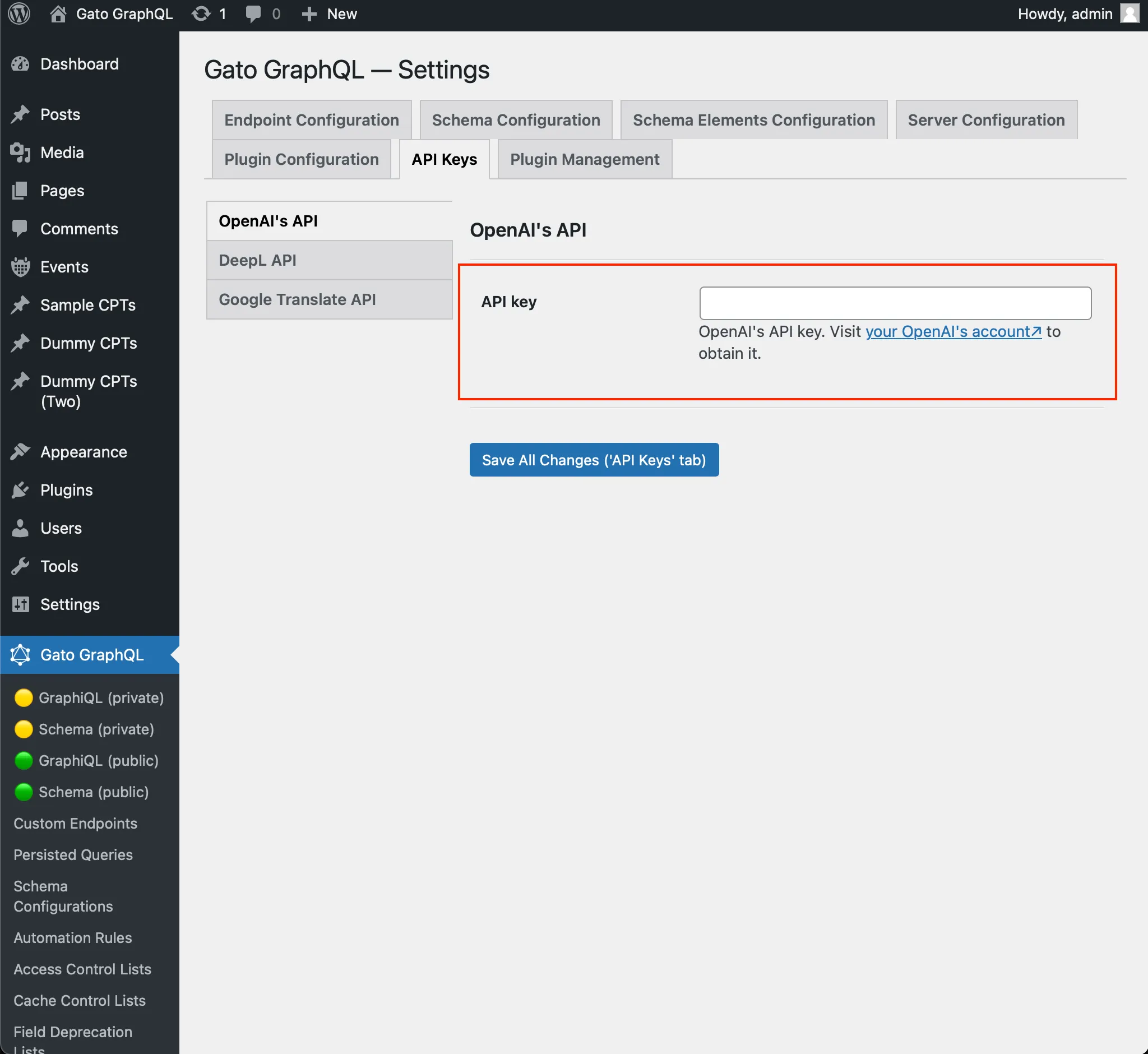 Estableciendo la API key de OpenAI