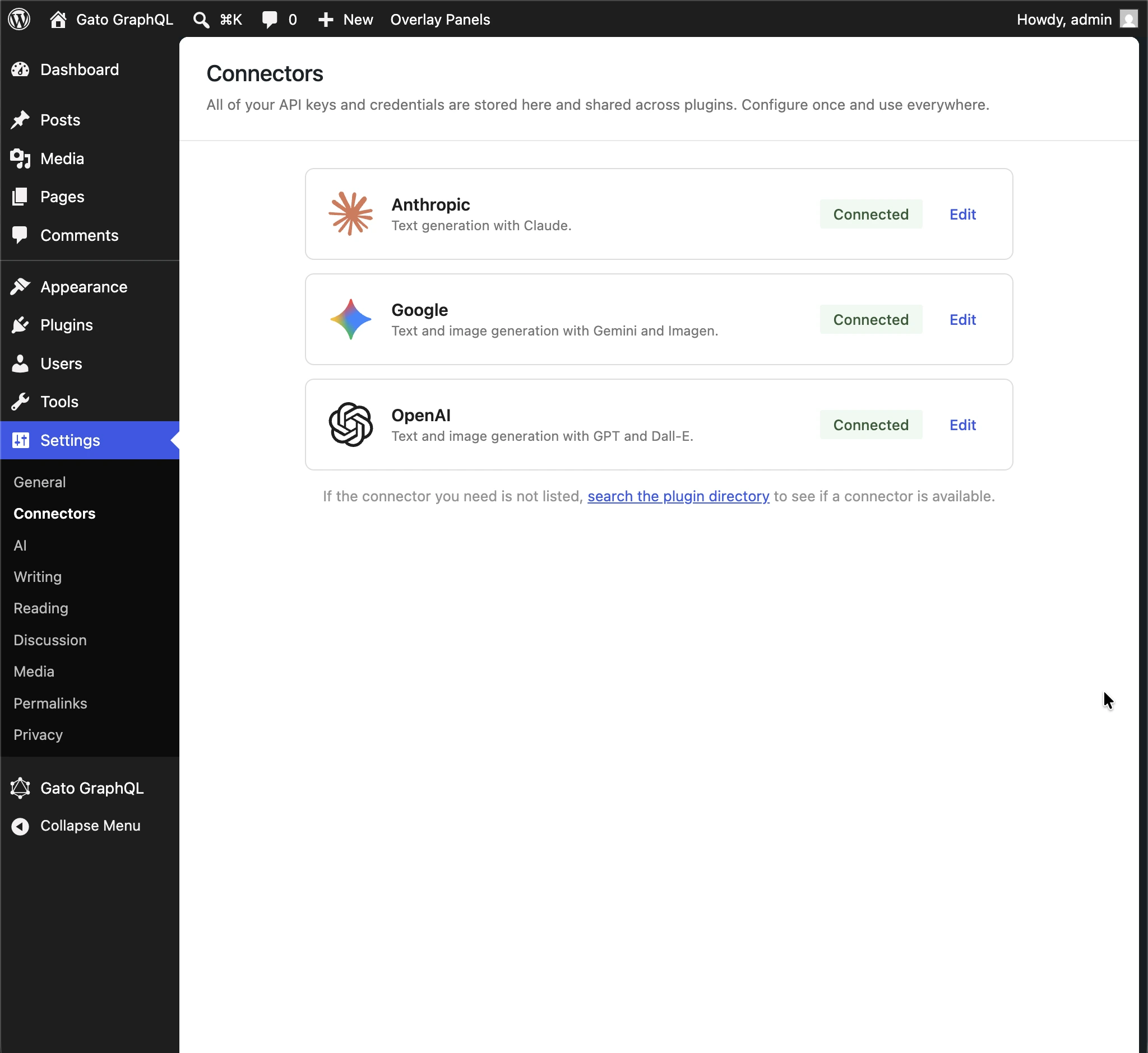 La API key se toma desde WordPress AI Connectors