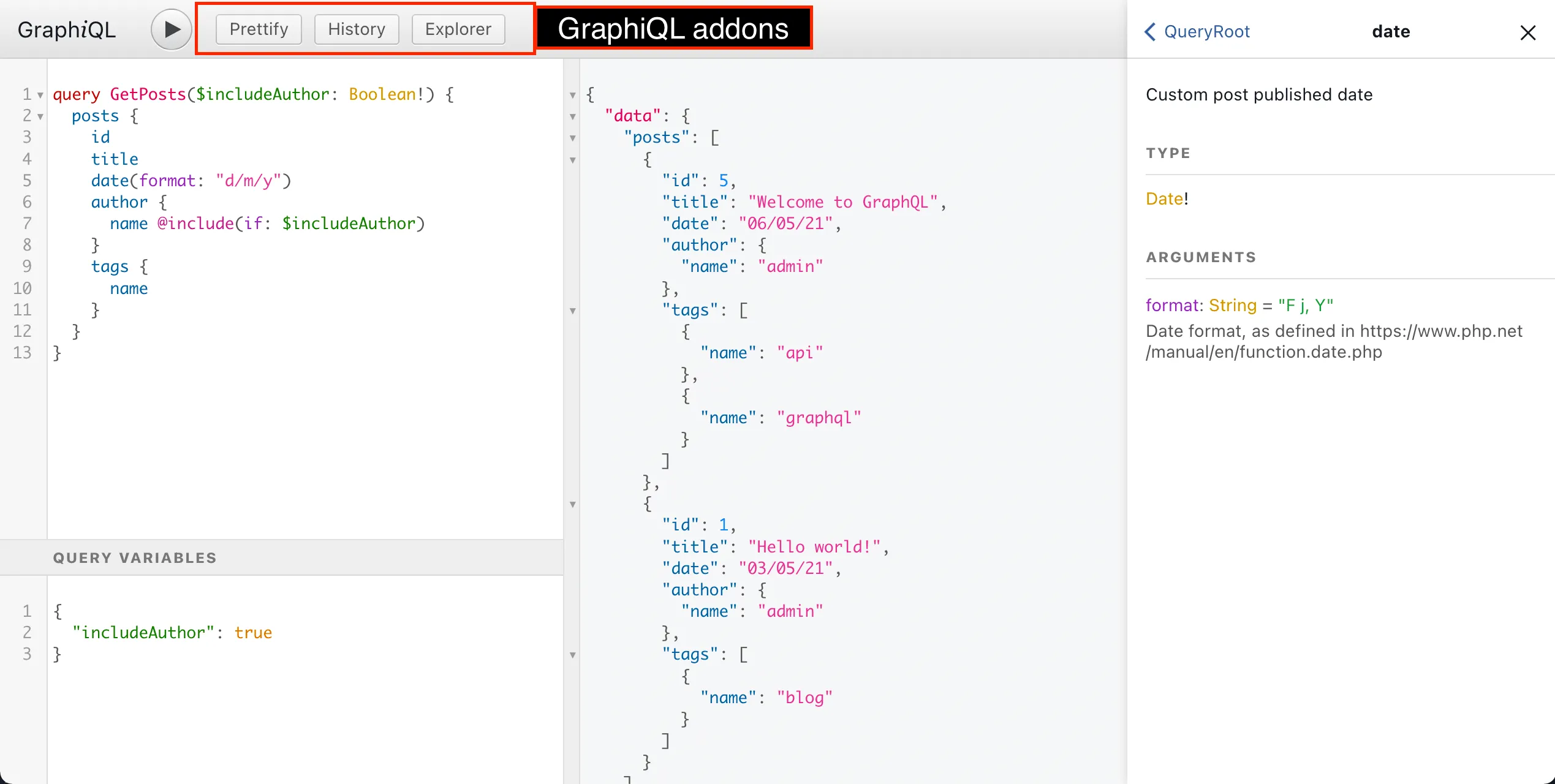 Add-ons de GraphiQL Add-ons de GraphiQL