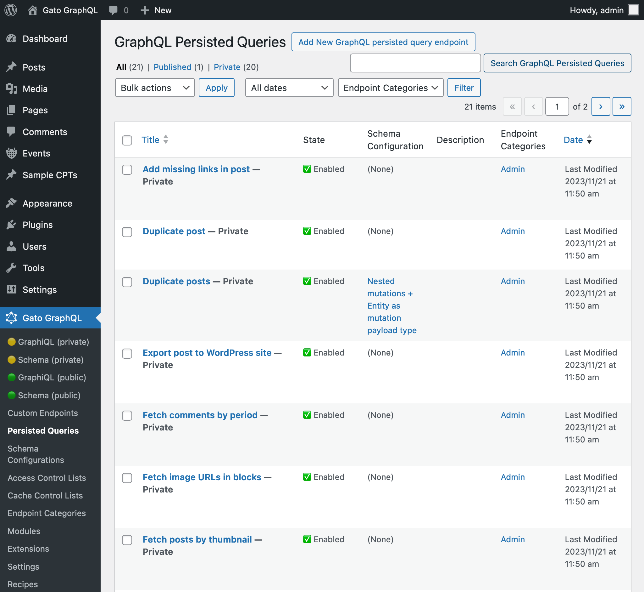 Persisted Queries predefinidas