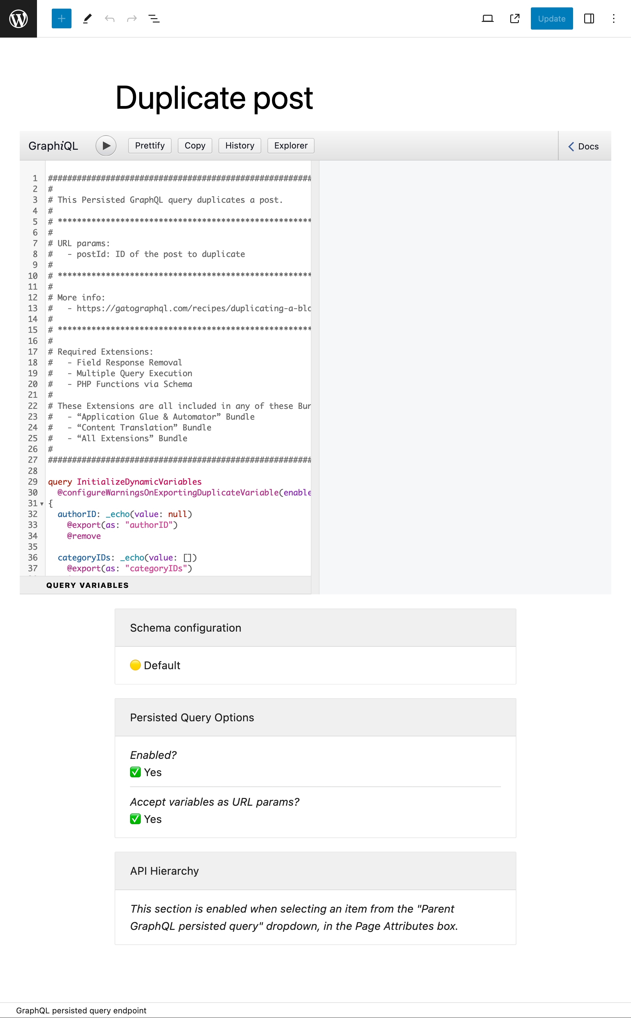 Persisted Query en el editor