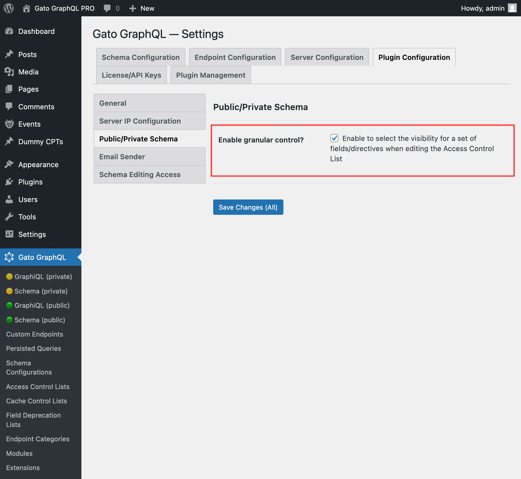 ¿Activar el control granular?