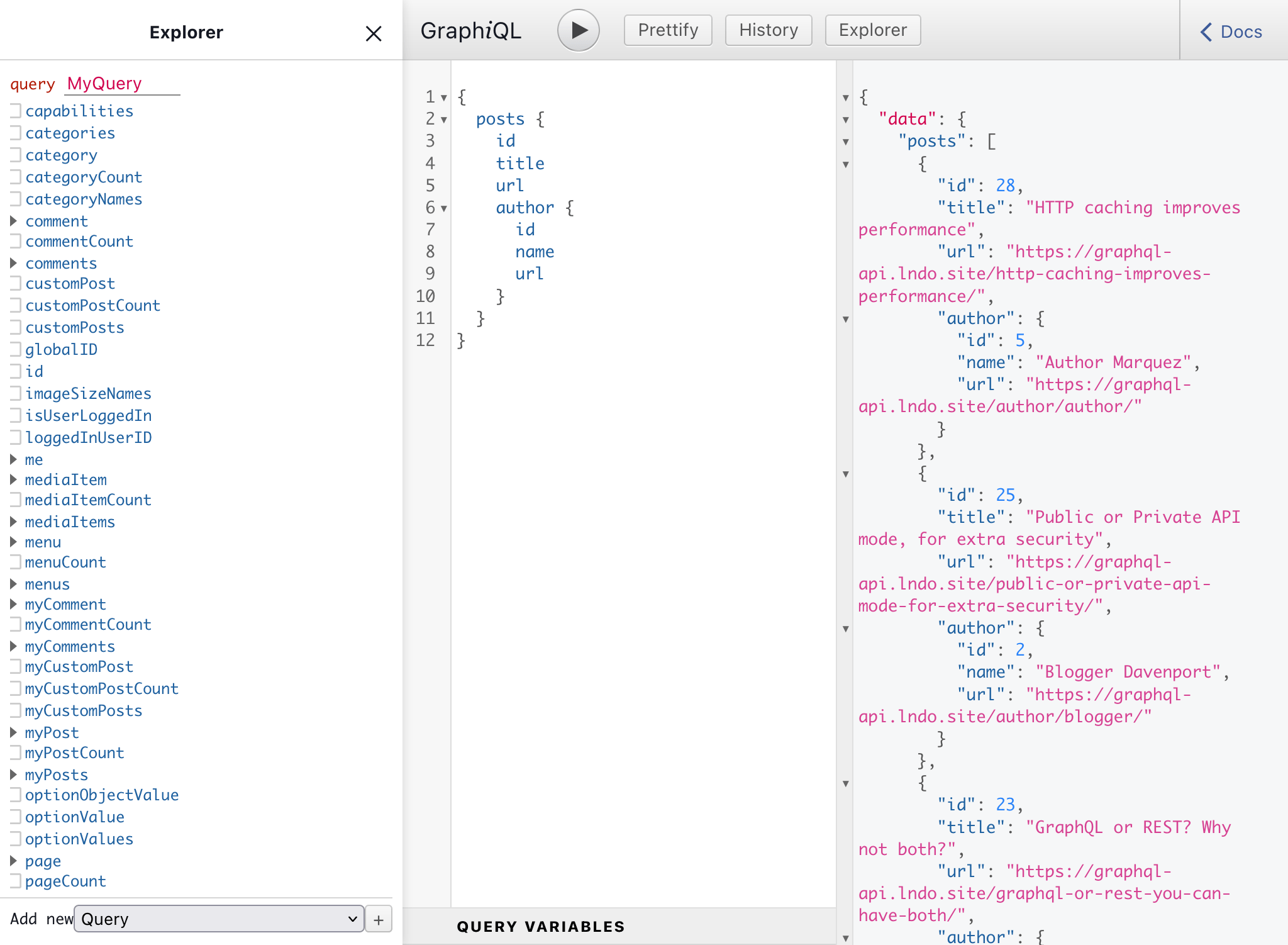 Cliente GraphiQL del endpoint personalizado Cliente GraphiQL del endpoint personalizado