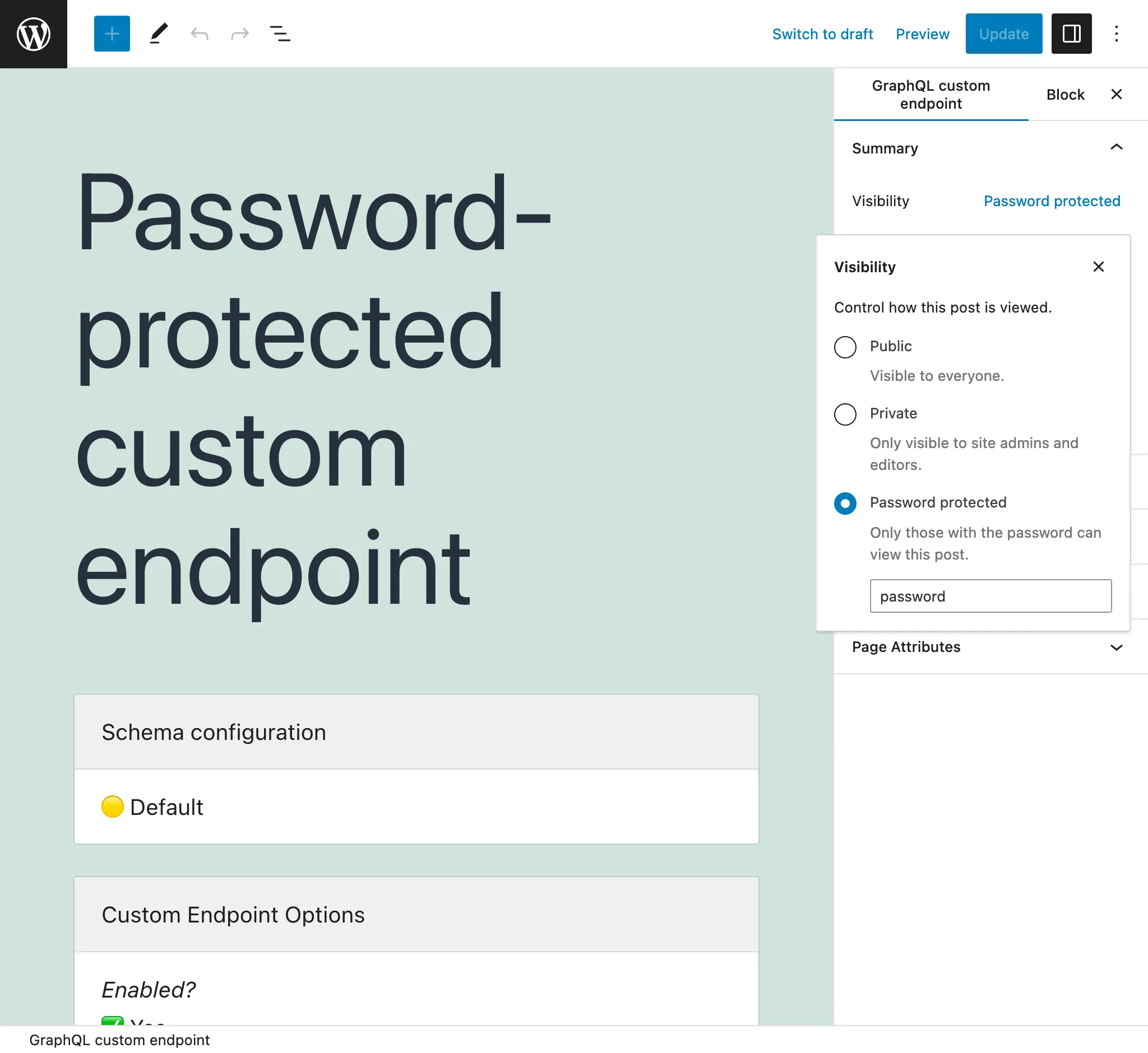 Endpoint personalizado protegido por contraseña