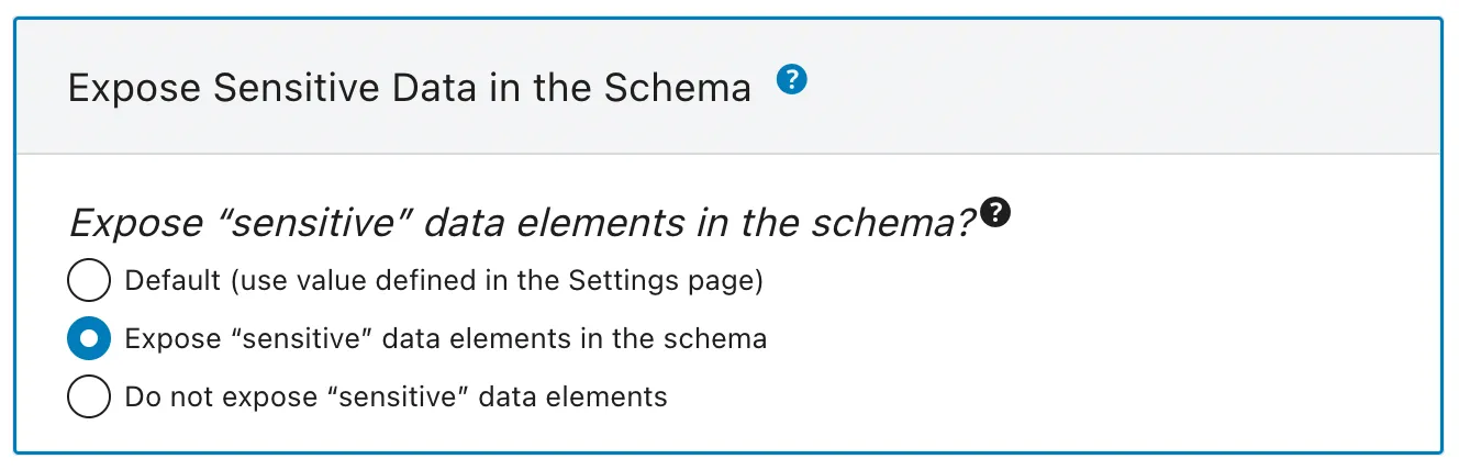 Añadiendo elementos de datos sensibles al esquema, configurado en la Schema configuration Añadiendo elementos de datos sensibles al esquema, configurado en la Schema configuration