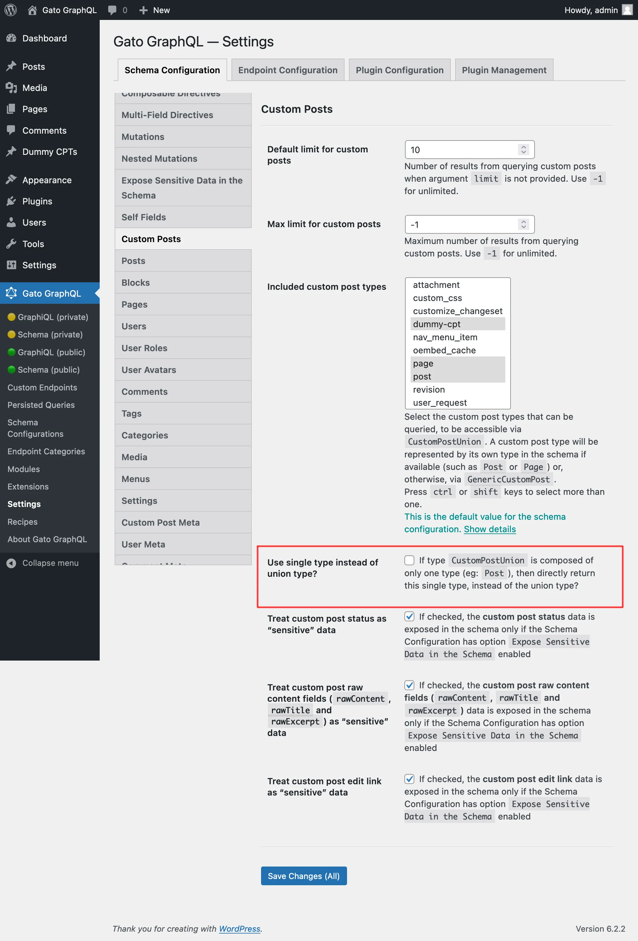Ajustes para Custom Posts