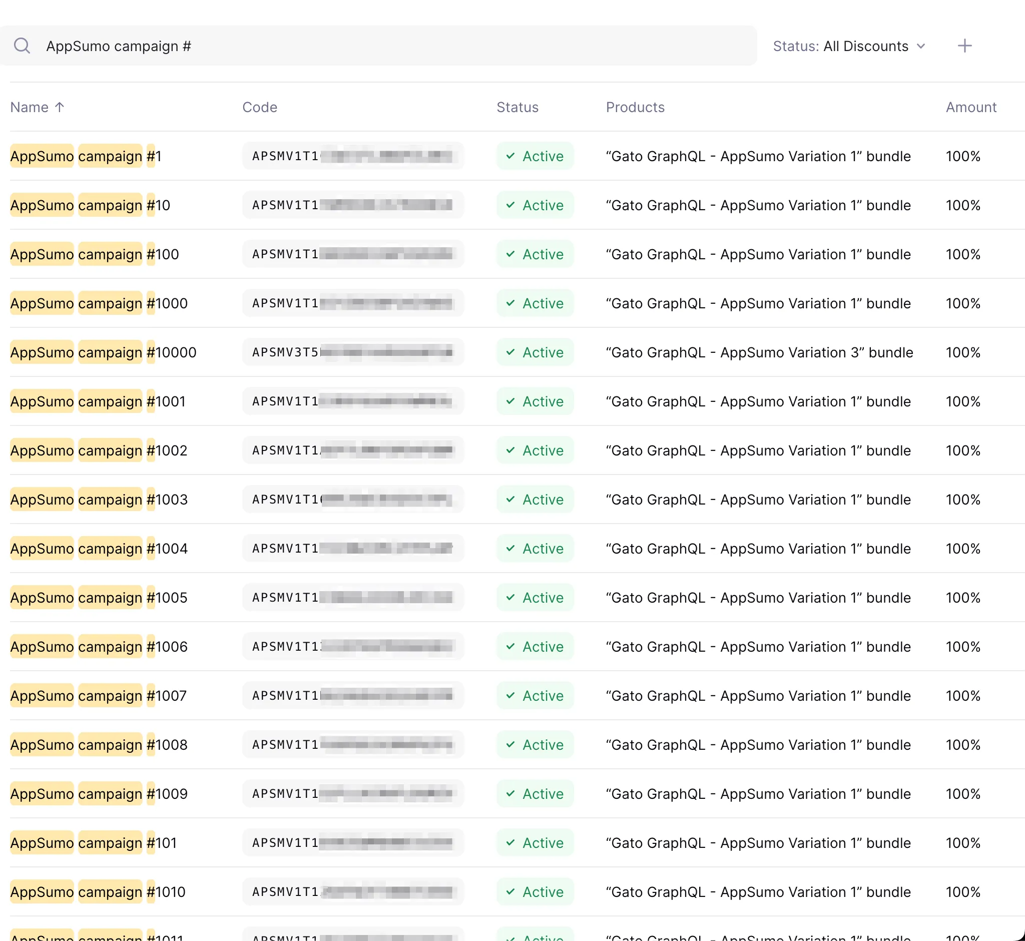 Códigos de descuento generados en Lemon Squeezy