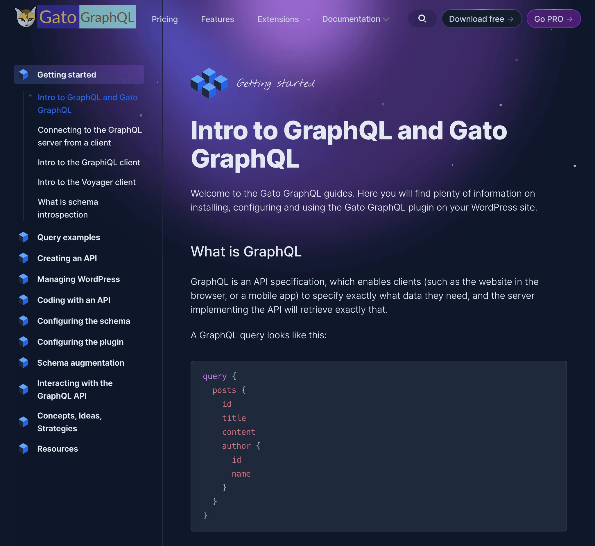 Documentación en el nuevo sitio web de Gato GraphQL