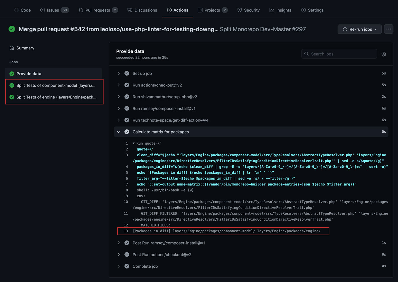 Obteniendo la lista de paquetes modificados Obteniendo la lista de paquetes modificados